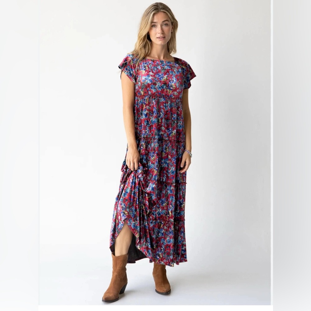 NATURAL LIFE Floral Maxi Dress in Red and Blue